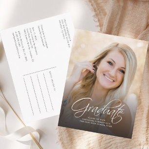 Invitation Carte Postale Graduation 2025 Photo Script Grad Party