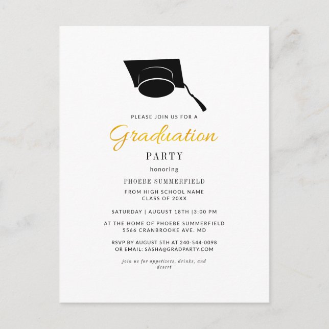 Invitation Carte Postale Graduation 2025 Typographie Grad Party (Devant)