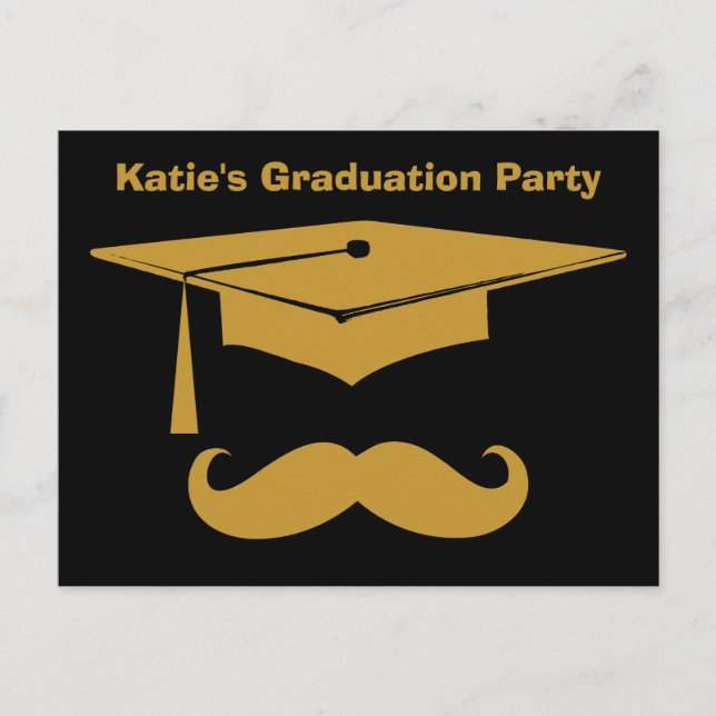 Invitation Carte Postale Graduation de la moustache (Devant)