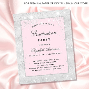 Invitation Carte Postale Graduation fête argent brush parties scintillant p