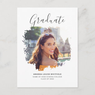 Invitation Carte Postale Graduation Moderne 2025 Script Photo Party