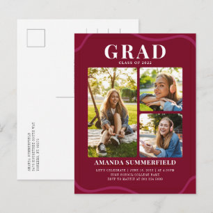 Invitation Carte Postale Graduation Party 2025 Grad Photos Bourgogne