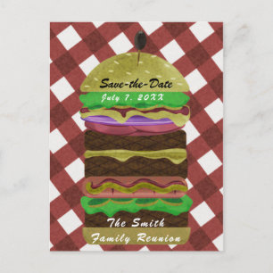 Invitation Carte Postale Grand hamburger graissé Summer Cookout Red BBQ Par