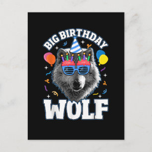 Invitation Carte Postale Grand Loup d'anniversaire pour les Loups