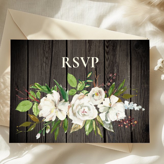 Invitation Carte Postale Grange rustique en bois RSVP (Créateur téléchargé)