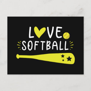 Invitation Carte Postale Graphique de softball Dire pour les filles et les