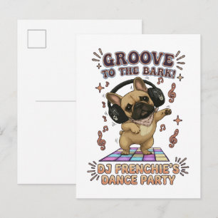 Invitation Carte Postale Graphisme de soirée dansante Retro DJ Frenchie