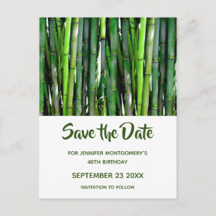 Invitation Carte Postale Green Bamboo Stalks Nature Photo - Save the Date