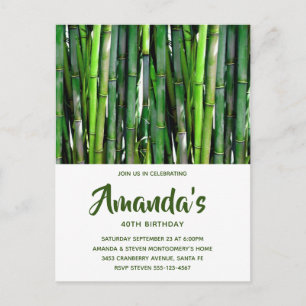 Invitation Carte Postale Green Bamboo Stalks Nature Photographie Anniversai