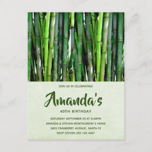 Invitation Carte Postale Green Bamboo Stalks Nature Photographie Anniversai