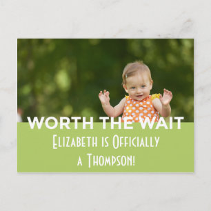 Invitation Carte Postale Green Bright Modern Stripes Adoption Annonces