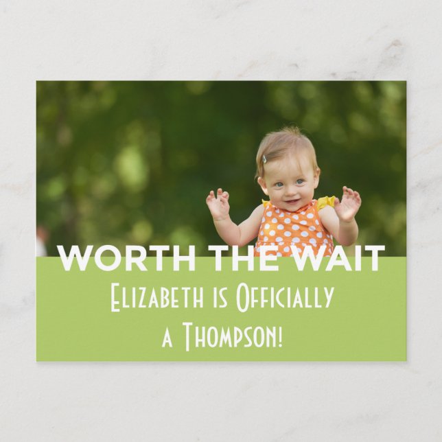 Invitation Carte Postale Green Bright Modern Stripes Adoption Annonces (Devant)