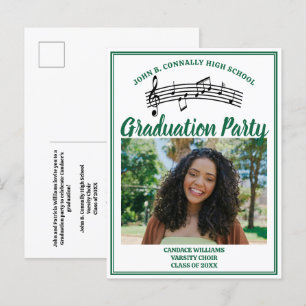 Invitation Carte Postale Green Choir Photo High School Graduation Party