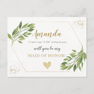 Invitation Carte Postale Green Maid of Honor ou BRIDESMAID