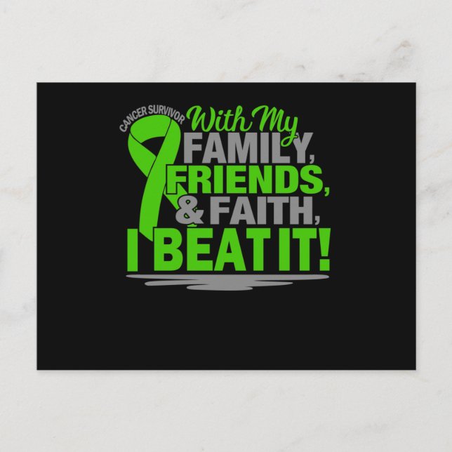 Invitation Carte Postale Green Ribbon Cancer Survivor Friends Family Faith (Devant)