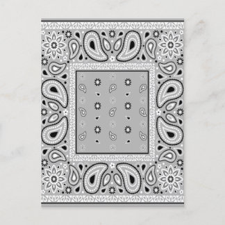 Invitation Carte Postale Grey Grey Bandana Paisley Country Hip hop Cowboy