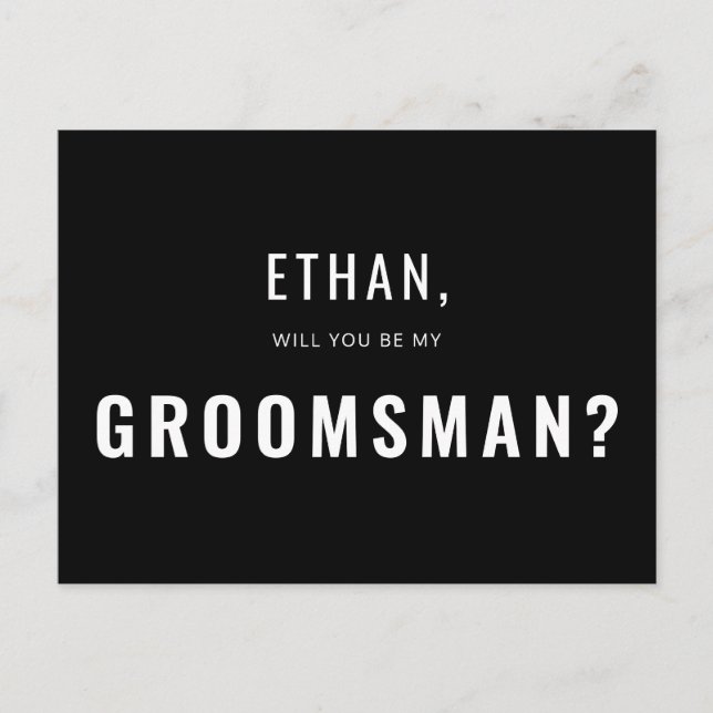 Invitation Carte Postale Groomsman Demande Moderne Simple (Devant)