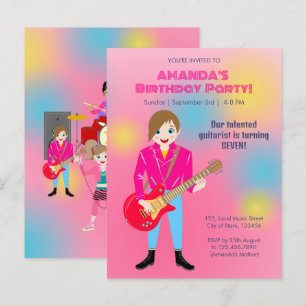 Invitation Carte Postale Groupe de filles de musique rétro Fête d'anniversa