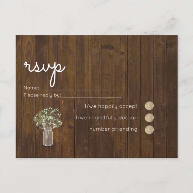 Invitation Carte Postale Gypsophila Babys Respire Mariage simple RSVP (Devant)