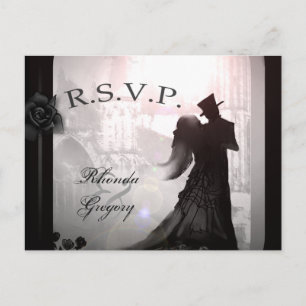 Invitation Carte Postale Halloween amoureux Silhouette Correspondant RSVP P