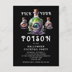 Invitation Carte Postale Halloween Cocktail Party Choisissez votre poison