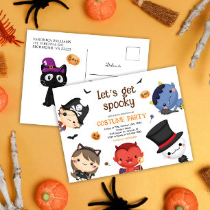Invitation Carte Postale Halloween Enfants Costume Party Cute Éffrayant