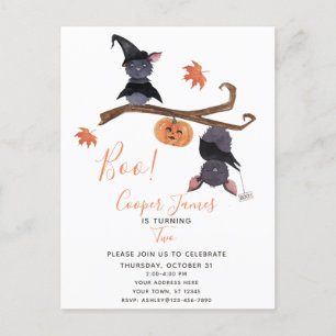 Invitation Carte Postale Halloween simple mignon manie la batte le 2ème