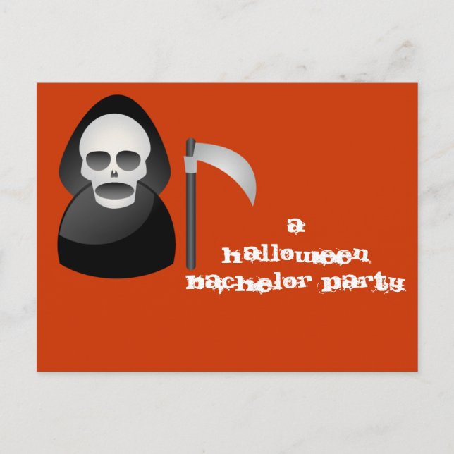 Invitation Carte Postale "Happy/Grim" - Un Bachelor d'Halloween (Devant)