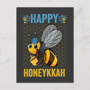 Invitation Carte Postale Happy Honeykah Funny Hanoukka Honey Bee Don