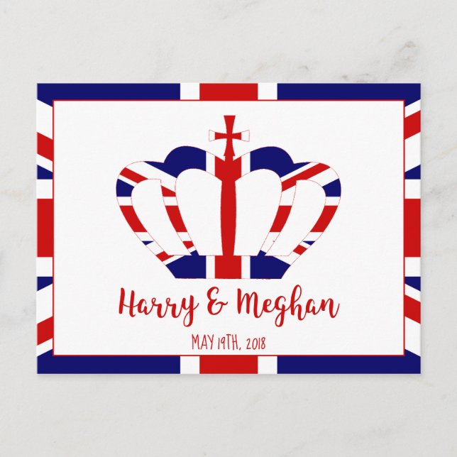 Invitation Carte Postale Harry & Meghan Couronne | Célébration du mariage r (Devant)