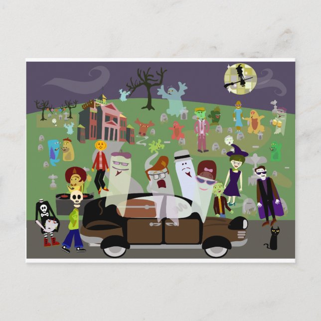 Invitation Carte Postale Haunted Halloween Graveyard Party (Devant)