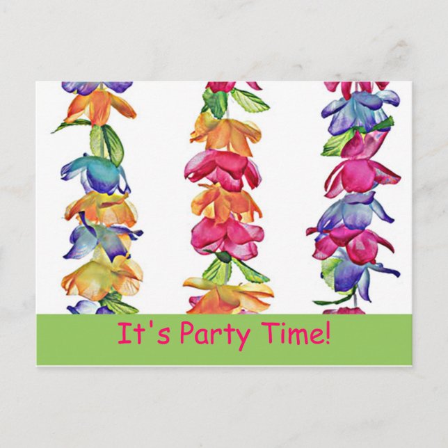 Invitation Carte Postale Hawaiian Leis on Postcard - PartyTime! (Devant)