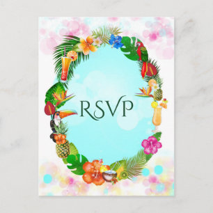 Invitation Carte Postale Hawaiian Tropical Summer Things Frame Party RSVP