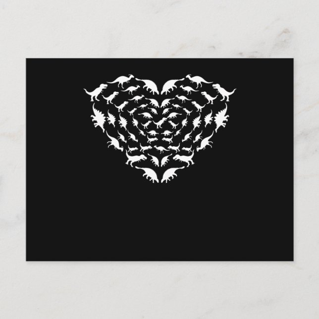 Invitation Carte Postale Heart Dinosaur Valentine Couples Valentines Day Gr (Devant)