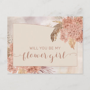 Invitation Carte Postale Herbe Boho Pampas  Demande de fille de fleurs Hydr