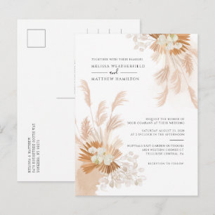 Invitation Carte Postale Herbe des Pampas en Terre Cuite Mariage Botanique