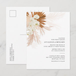 Invitation Carte Postale Herbe des Pampas en Terre Cuite Palmiers Botanique