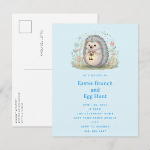 Invitation Carte Postale Hérisson Mignon avec Lanterne de Pâques
