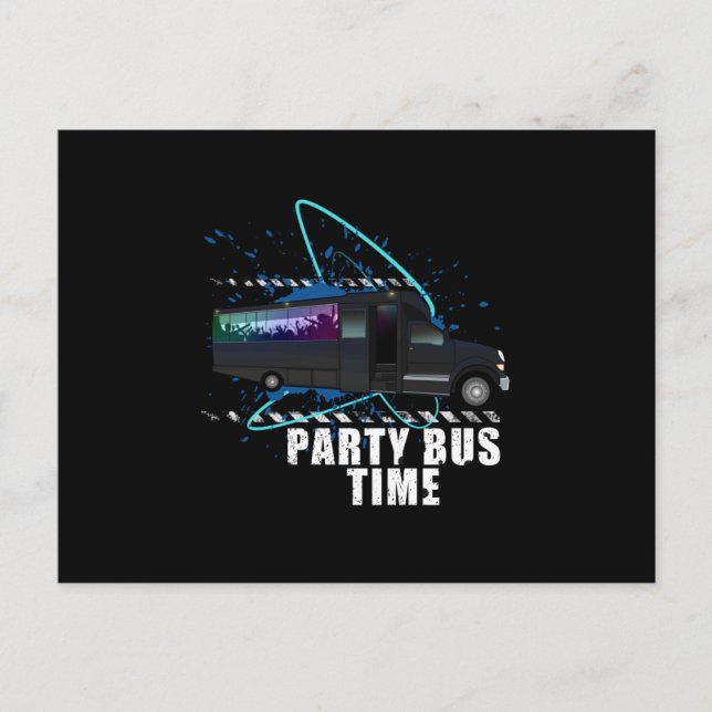 Invitation Carte Postale Heure du bus de partie (Devant)