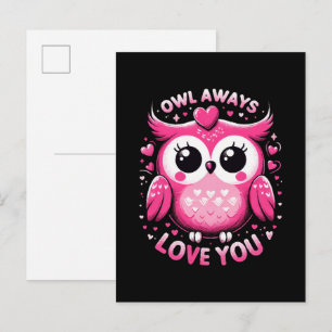 Invitation Carte Postale Hibou t'aime toujours - Saint Valentin