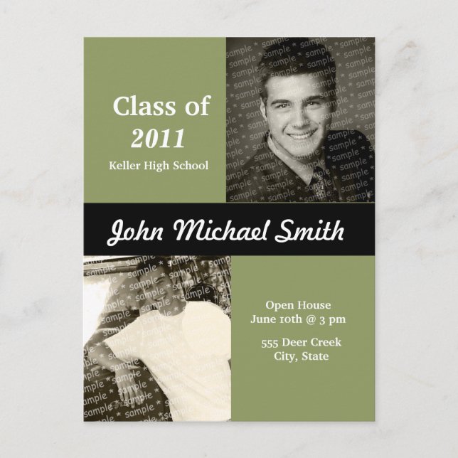 Invitation Carte Postale Hip Grad Collage (Devant)
