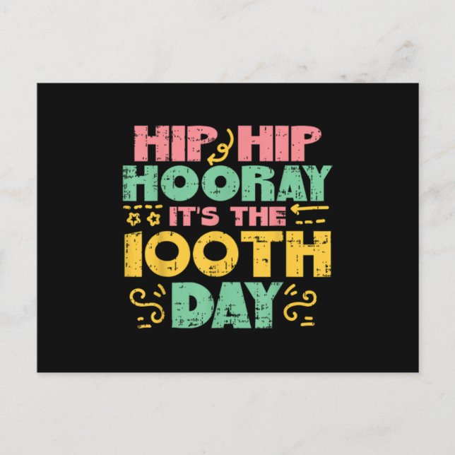 Invitation Carte Postale Hip Hip Hop 100E Jour 100 Jours D'Étudiants À L'Éc (Devant)