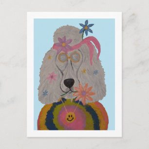 Invitation Carte Postale Hippie Caniche Enfant Fleur