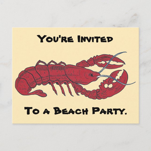 Invitation Carte Postale Homard vintage (Devant)