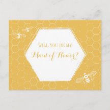 Honey Bee Yellow Custom Maid of Honor Proposition