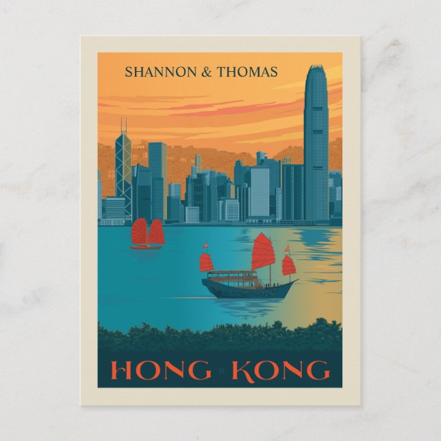Invitation Carte Postale Hong Kong | Save the date (Devant)