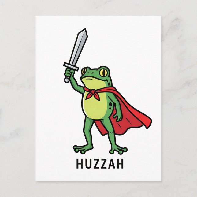 Invitation Carte Postale Huzzah Frog Chevalier Drôle Citation mème épée (Devant)