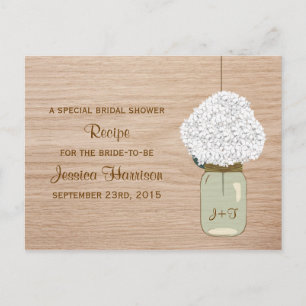Invitation Carte Postale Hydrangea blanche et la Fête des mariées Mason Jar