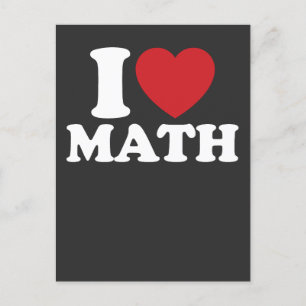 Invitation Carte Postale I Love Math I Heart Super Retro