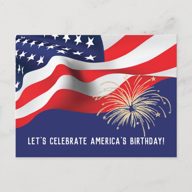 Invitation Carte Postale Indicateur 4 juillet parti BBQ (Devant)